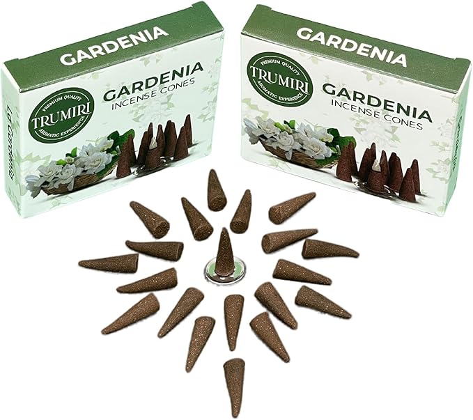 Gardenia Incense Cones - Dual Pack of 10 Scented Cone Incense TRUMIRI