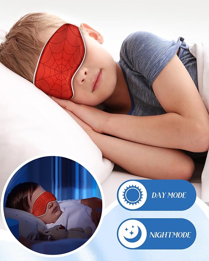 Sleep Mask for Kids - Cute Kawaii Cartoon Silk Sleeping Mask with Adjustable Strap Soft Smooth Light Eye Mask for Sleeping Silk Kids Eye Cover for Boys Girls Teens, Red - Bloomnest