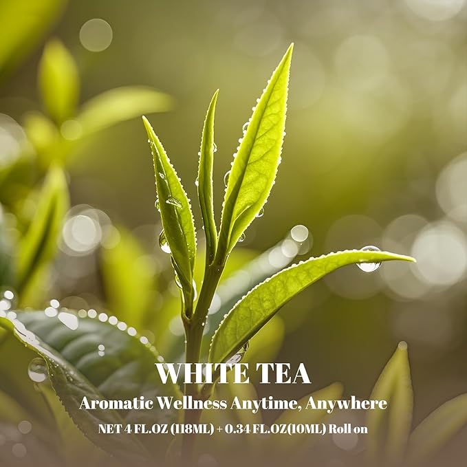 White Tea Diffuser Oil - White Tea Essential Oils for Diffuser Refill & Air Freshener Room Spray, Long-Lasting, Natural Home Fragrance and Scent for Diffusers(4 fl.oz Bottle + 0.34 fl.oz Roll-On) Ethlauff