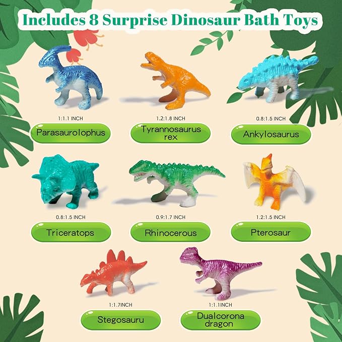 Kids Bath Bombs with Surprise Inside, XXL Large Dinosaur Bath Bombs 8pcs Bath Bomb Set with Toys Inside, Dino Toy Gifts for Kids Age 3 4 5 6 7 8 9 10 11 12 - Bloomnest
