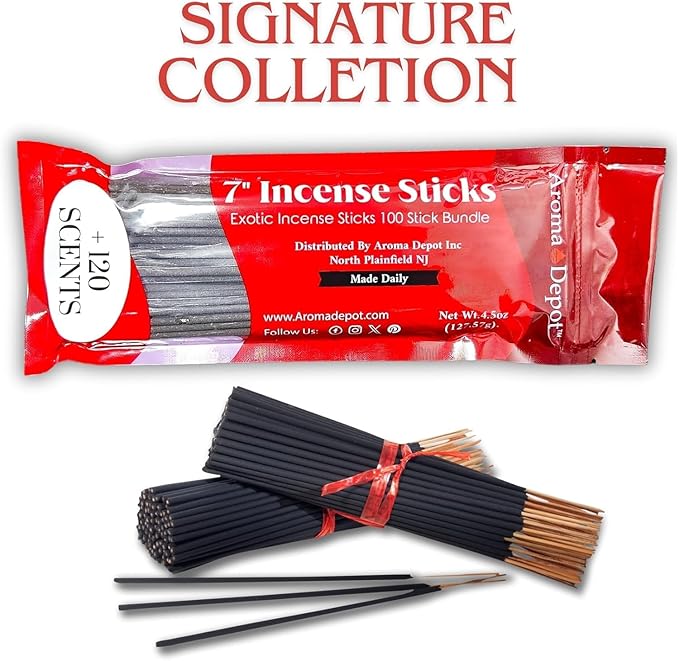 Caribbean Fantasy Most Exotic Charcoal 7" Incense Sticks. Approx. 85 to 100 Sticks Per Bundle, Length - 7 Inches, Each Natural Stick Burns for 35 to 45 mins Each. Long Lasting. Guarantee 100% Pure AromaDepotInc