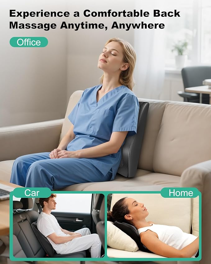Cordless Shiatsu Neck Massager with Heat & Vibration, Back Neck Shoulder Massager for Pain Relief Deep Tissue, 4D Kneading Back Massage Pillow, Rechargeable Portable Massage, Gifts for Mom,Dad - Bloomnest