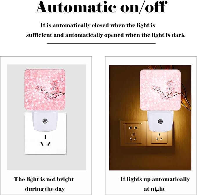 Cherry Blossom Tree Night Light,Plug-in Night Lights with Dusk to Dawn Sensor for Stairway,Hallway,Bedroom Sleep Friendly Ideal for Women/Girls/Boys Gift,0.5w - Bloomnest