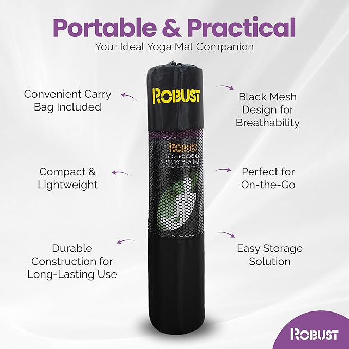Robust Non-Slip Yoga Mat with Strap, 1/4" Thick TPE Eco-Friendly Workout Mat for Yoga with Position Lines and Texture Surface, Gym Mat for Women, Men, Pilates and Exercises Anti-Tear Sweat-Proof Exercise Mat - Bloomnest