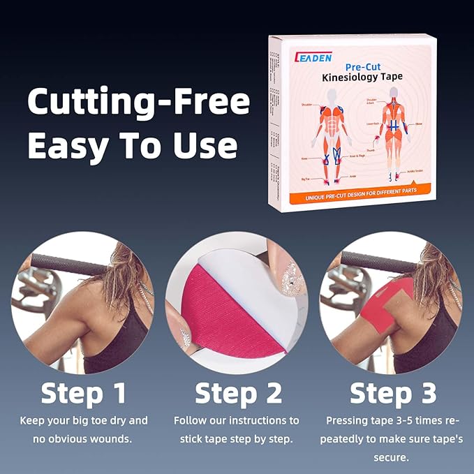 IEADEN Precut Kinesiology Tape for Shoulder, 10 Pcs - Shoulder Support & Stability, Shoulder Pain Relief Athletic Tape - Waterproof & Elastic, Breathable Hypoallergenic Latex-Free Tape, Pink - Bloomnest