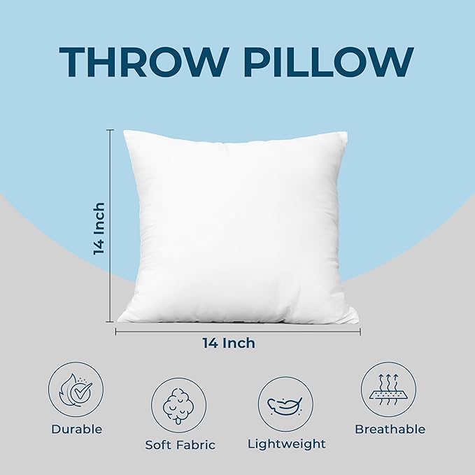 Utopia Bedding Throw Pillows (Set of 4, White), 14 x 14 Inches Pillows for Sofa, Bed and Couch Decorative Stuffer Pillow - Bloomnest