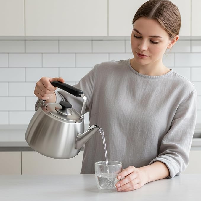 Tea Kettle, Whistling Stovetop Tea Kettle, Large Capacity Teapot Suits for All Heat Source, Professional Fast Heat Technique Teapot with Thick Body and Bottom, Durable and Sturdy Tea Pot - Bloomnest