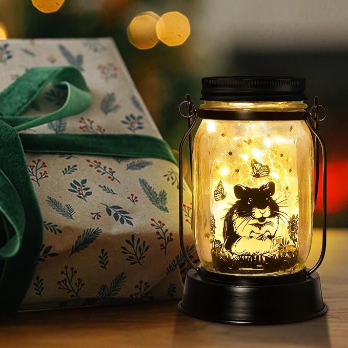 kyoryuger Hamster Gifts for Women/Men Hamster Solar Lanterns Mom Birthday Present Lantern Pet Loss Pet Memorial Lights Solar Garden Decoration Outside for Yard, Patio,Backyard,Porch Torche - Bloomnest