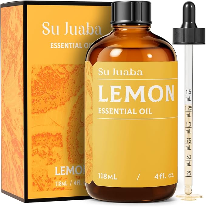 SU JUABA Lemon Essential Oil 4 Fl Oz, 100% Pure Natural for Cleaning, Diffuser, Skin Care, Aromatherapy- 118ML Bloomnest