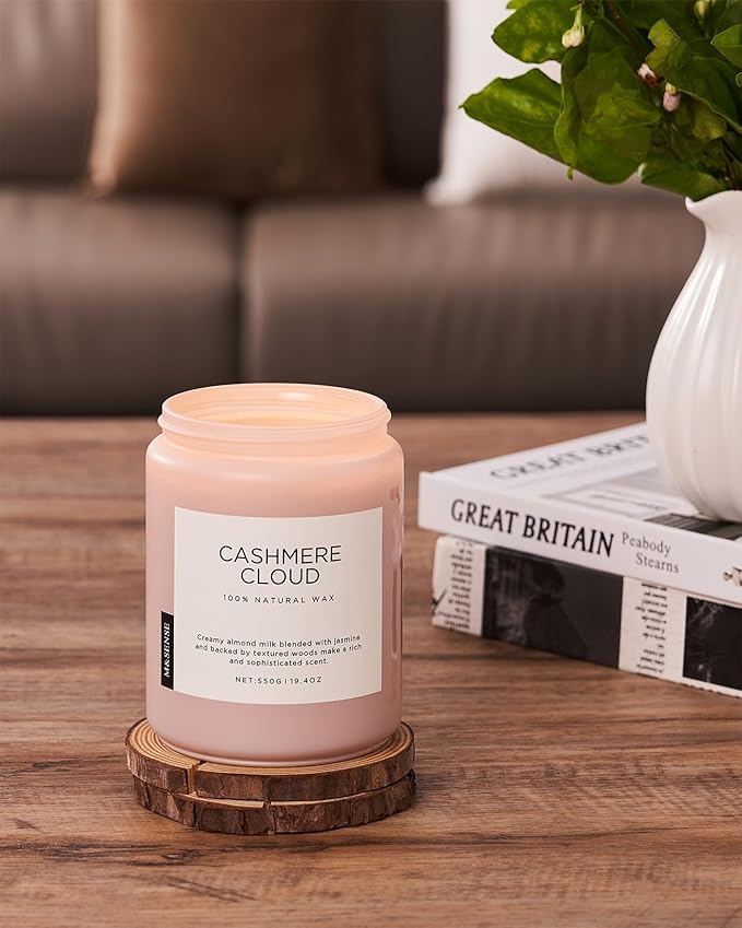 M&SENSE Warm Cashmere Scented Candles, 19.4oz 110 Hour Long Lasting 2 Wick Organic Natural Soy Wax in Glass Jar Candle for Bedroom Kitchen Home Decor, Housewarming Gifts for Family Friends - Bloomnest