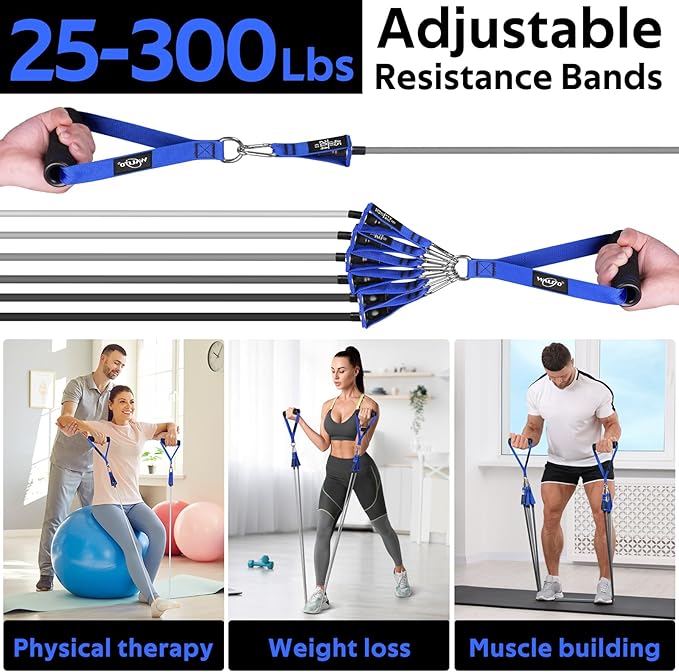 WALITO Resistance Bands Set - Exercise Bands with Handles, Door Anchor, Legs Ankle Straps, for Heavy Resistance Training, Physical Therapy, Muscle Training, Yoga, Home Workouts, Gym - Bloomnest