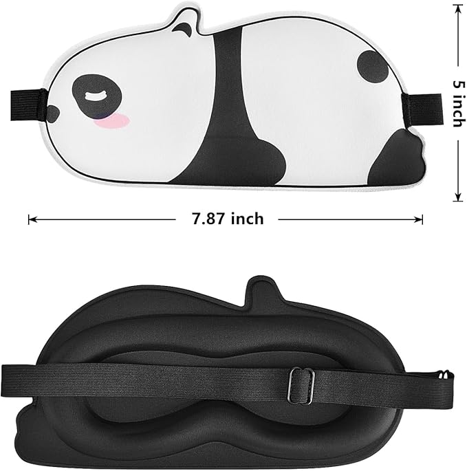 Cute Panda Sleeping Mask Eye Mask Funny Animal 3D Contoured Sleep Mask Soft Breathable Blindfold Travel Eye Cover Eyeshade for Kids Adults Girls Boys Women Men (Panda, White&Black) - Bloomnest