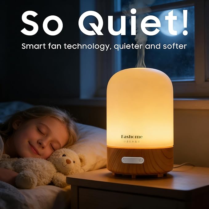 Essential Oil Diffuser Hand Blown Glass, 100ml Small Aromatherapy Diffuser, Auto Shut-Off Function, Ultrasonic Diffusers for Essential Oils, Cool Mist Humidifier with Warm White Lights（White） - Bloomnest