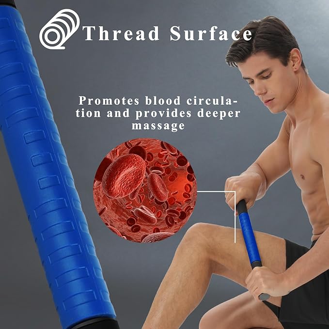 Muscle Roller Massage Stick for Legs Massager Roller-Calf Roller Deep Tissue Release Muscle Soreness, Trigger Points for Legs, Neck, Calves, Thighs, Shins, Back (Blue)