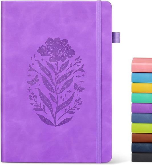 Lined Journal Notebook for Women, A5 200 Pages Hardcover Leather Journals for Writing, Thick Daily Journaling, College Ruled Notebooks for Work School, Note Taking, Business 5.75'' X 8.38'' Purple - Bloomnest