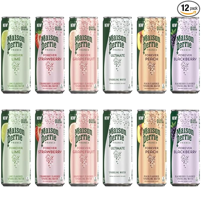 Flavored Carbonated Mineral Water Variety Pack - 11.15 Fl Oz. Cans (12 - Count) - Bloomnest