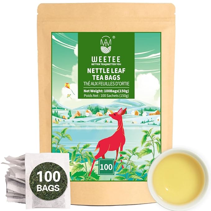 WT WEETEE Nettle Leaf Tea Bags, Made with 100% Pure Stinging Nettle Leaf, Natural Caffeine-free Herbal Tea Rich in Vitamins & Minerals,1.5g x 100 Counts - Bloomnest