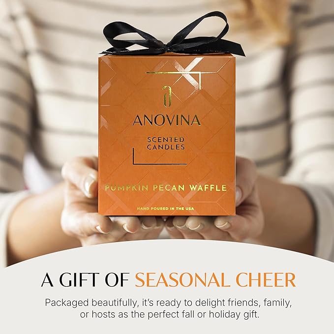 Anovina Pumpkin Candle – Fall Scented Candle with Premium Soy Wax Blend – Cozy Autumn & Holiday Gift Candle for Women and Men - Bloomnest