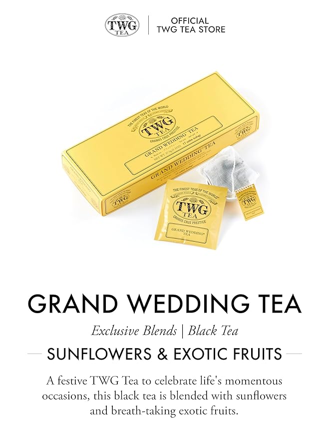 TWG Tea | Grand Wedding Tea | Black Tea | Sunflowers and Exotic Fruits | 15 Hand Sewn Cotton Tea Bags | Gift Set - Bloomnest