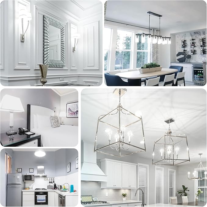 dalattin T6 LED Light Bulbs, 40W Equivalent Dimmable 5000K Daylight White Small Lightbulbs, Efficient 4.5W T25 Decorative Bulbs, E12 Base, 120V, for Chandelier Ceiling Fan Wall Sconce, 500lm, 12 Pack - Bloomnest