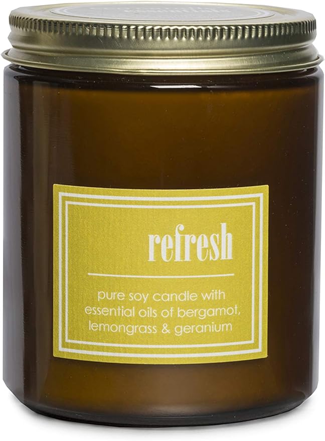 ECO CANDLE CO. Essentials Candle, Refresh, 8 oz. - 100% Soy Wax, No Lead, Hand Poured, Phthalate Free, Made from Midwest Grown Soybeans, All Natural Wicks - Bloomnest
