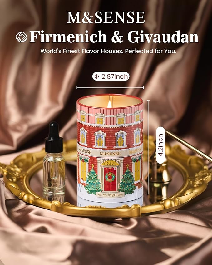M&SENSE Gingerbread Coffee Christmas Candles, Warm Scented Holiday Candle with Gingerbread Cookie, Chocolate & Coffee Bean, Soy Wax 11.3oz 70 Hour Clean Burn, Cozy Winter Home Decor, Christmas Gifts - Bloomnest