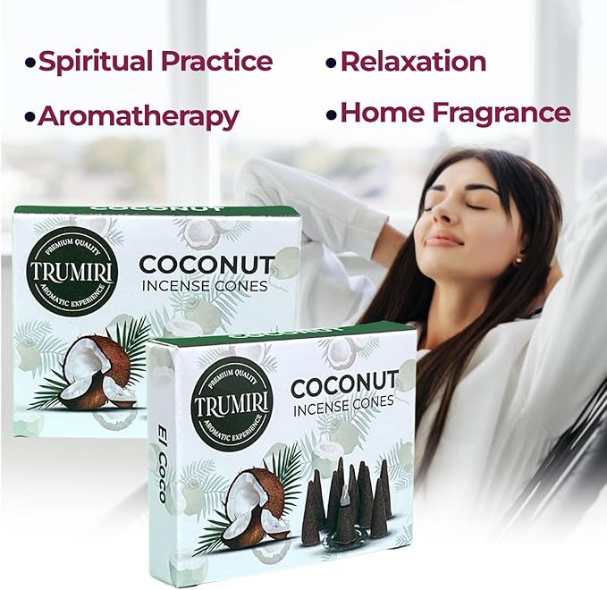 Coconut Incense - Total 20 Cones - Dual Pack of 10 - Scented TRUMIRI