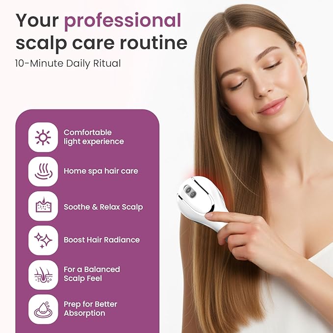 6-in-1 Rechargeable Scalp Massager Oil Applicator, Nano Mist, Electric Scalp Vibration Brush for Home Spa, Effortless Detangling & Relaxation Head Massage Tool for All Hair Types Bloomnest