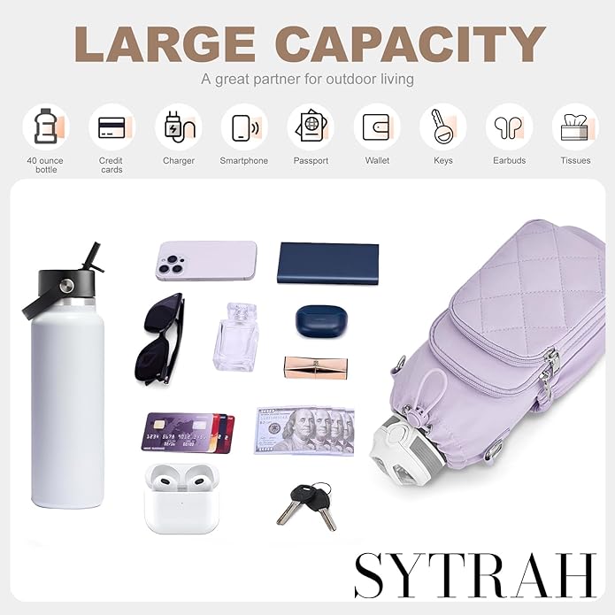 Water Bottle Bag Crossbody，Insulated Water Bottle Purse Crossbody Water Bottle Holder with Strap 40 oz SYTRAH