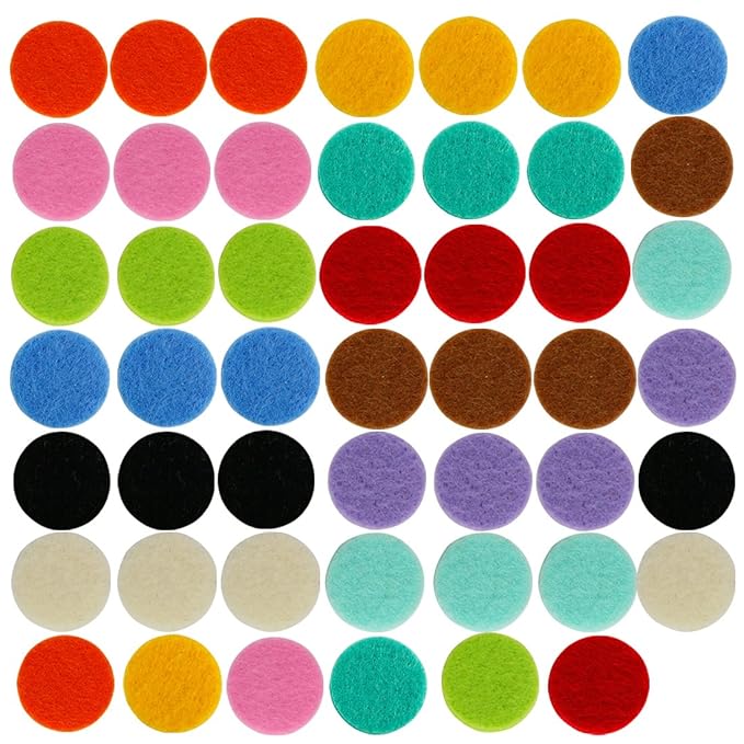 Maromalife 48PCS 22mm Replacement Refill Pads for 30mm Essential Oil Diffuser Necklace, Felt Pads for Aromatherapy Necklace Pendant Diffuser Bracelet Car Diffuser Vent Clip with 12 Colors, 0.87 Inch - Bloomnest
