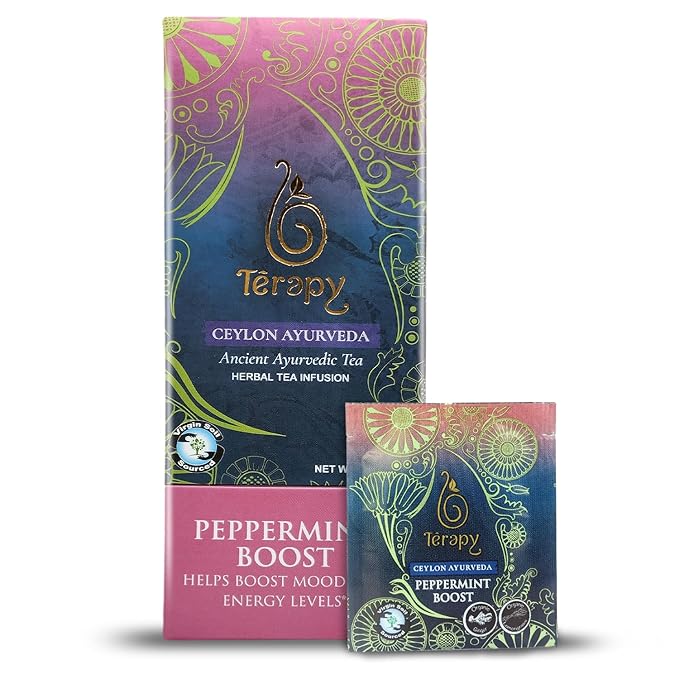 Térapy Ceylon Peppermint Tea | All Natural Herbal Ingredients | 100% Organic Peppermint Tea Bags Individually Wrapped | Eco-friendly & Unbleached Herbal Tea Bags | 20 Count - Bloomnest