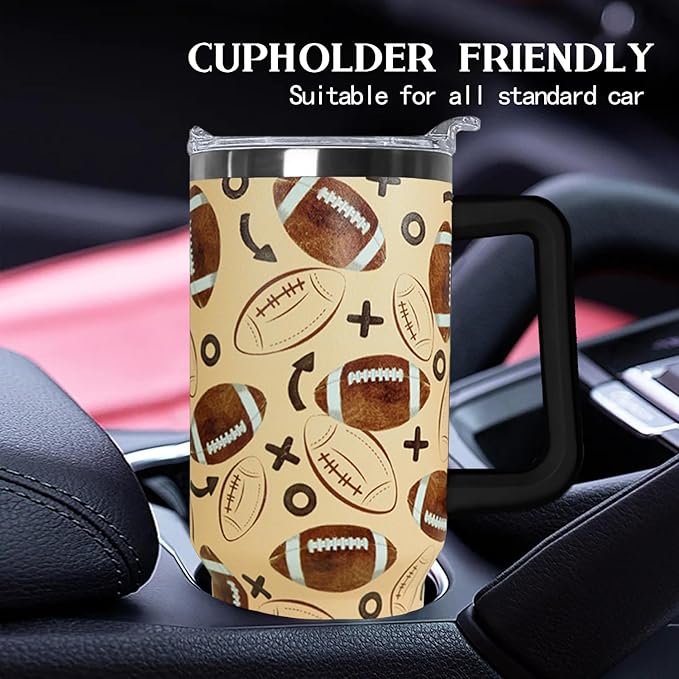 Ceovfoi 40 Oz Football Tumbler With Handle,Softball Coffee Travel Mug Cup Water Bottle,Softball Decor,Softball Gifts for Women - Bloomnest