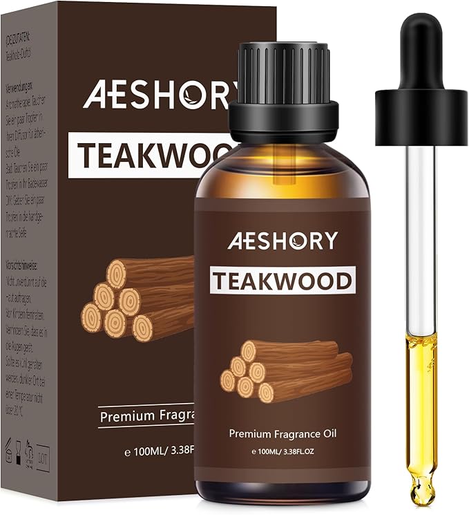Teakwood Fragrance Oil 3.38FL.OZ - Aromatherapy Essential Oils for Diffusers for Home, Teakwood Scented Oils for Massage, Soap Candle Making Scents - 100ML - Bloomnest