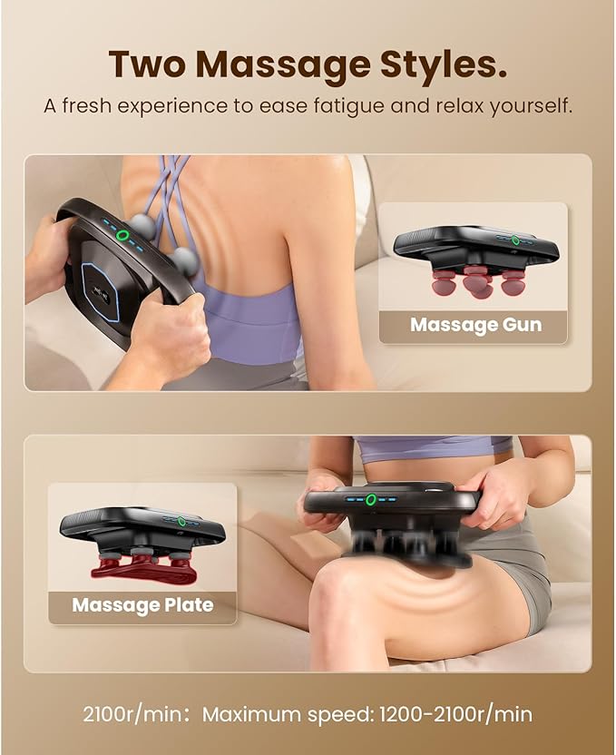BOB AND BRAD A1 4-Head Massage Gun Deep Tissue, FSA Eligible/HSA Eligible, 4X Pain Relief Efficiency, Replaceable Massager Heads & Plate, Electric Percussion Massage Gun Tool for Back, Leg, Muscle - Bloomnest