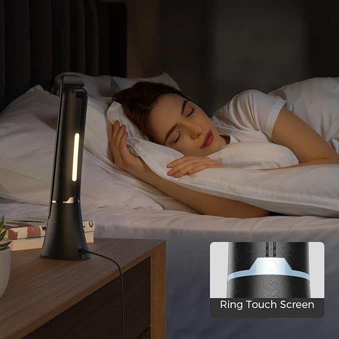 Light Therapy Lamp, 10000 LUX UV-Free LED Sunlight Light, Full Spectrum Mood Light Hayyp Lamp, Touch Control Desk Lamp with Night Light Function Work Office Home -Black - Bloomnest