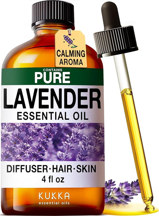 KUKKA Lavender Essential Oils - 4 Fl Oz - for Hair, Skin, Diffuser, Aromatherapy & DIY Soap Making Scent - Bloomnest