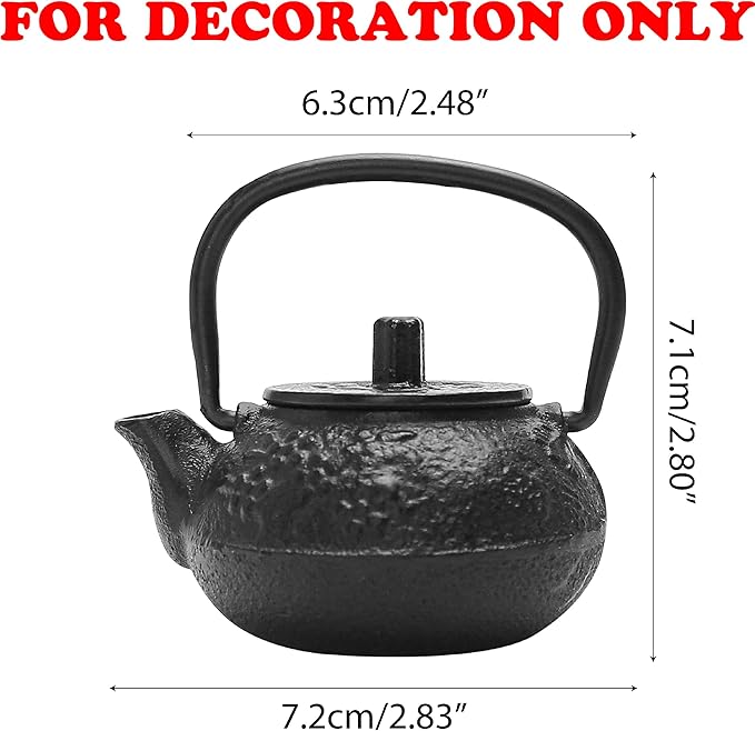 50ml(1.7oz) Mini Cast Iron Teapot, Imitation Japanese Kettle with Copper Handle and Bamboo Root Beam, Perfect for Home Tea and Coffee Serveware Decoration - Mini size only – fits in your palm - Bloomnest