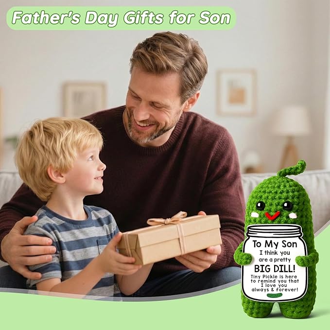 MAMAGIFTREE Son Valentines Day Gifts Funny Birthday Gifts for Son from Mom Dad, Handmade Crochet Pickle Valentine's Gift for My Son Adults, for Son in Law Gift - Bloomnest