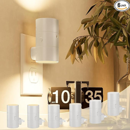 NIORSUN Night Lights Plug into Wall, Dimmable with 3 Color Modes & Auto On/Off Sensor, Ultra-Slim Nightlight for Hallway, Bathroom, Bedroom, Nursery, Kitchen (6 Pack, White) - Bloomnest