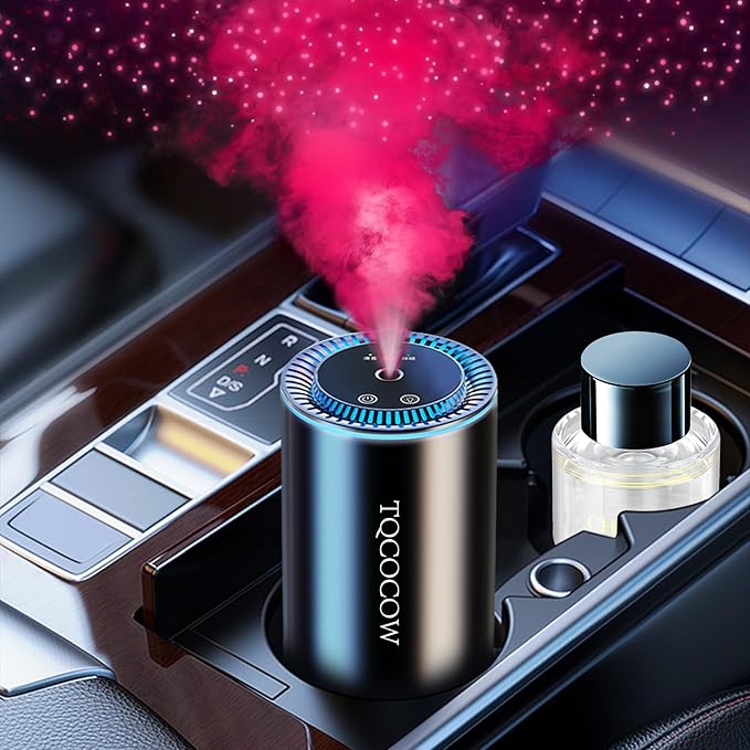 Smart Car Air Freshener Diffuser with Starry Sky Projection and 50ml Perfume, 3 Mode Adjustable Rechargeable Car Aroma Diffuser,Auto On/Off Intelligent,Cologne - Bloomnest