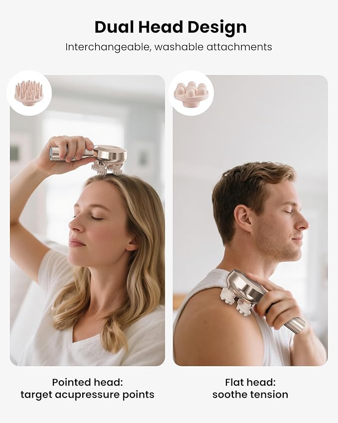 COMFIER Handheld Scalp Massager Hair Growth,Cordless Hair Head Massager with 3 Modes & 8 Silicone Claws,IPX7 Waterproof Body Massager for Stress Relax,Pet Massage,Head Scratcher,Gifts Men,Women(Gold) COMFIER