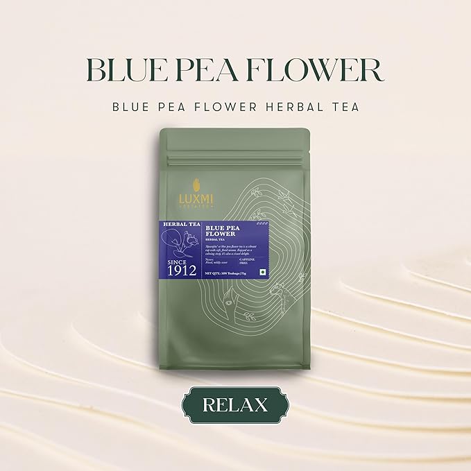Luxmi Estates Butterfly Pea Flower Organic Blue Pea Flower Tea (50 Tea Bags) Caffeine Free Tea Bags For Relaxing, Calming, and Stress Relief, With Certified Herbal Tea - Bloomnest