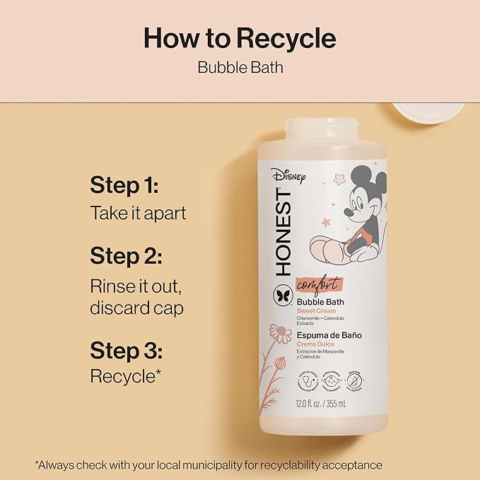 The Honest Company Foaming Bubble Bath Gentle Enough for Baby Dermatologist Tested Tear-Free Hypoallergenic Disney’s Mickey Mouse Comfort Sweet Cream 12 fl oz - Bloomnest