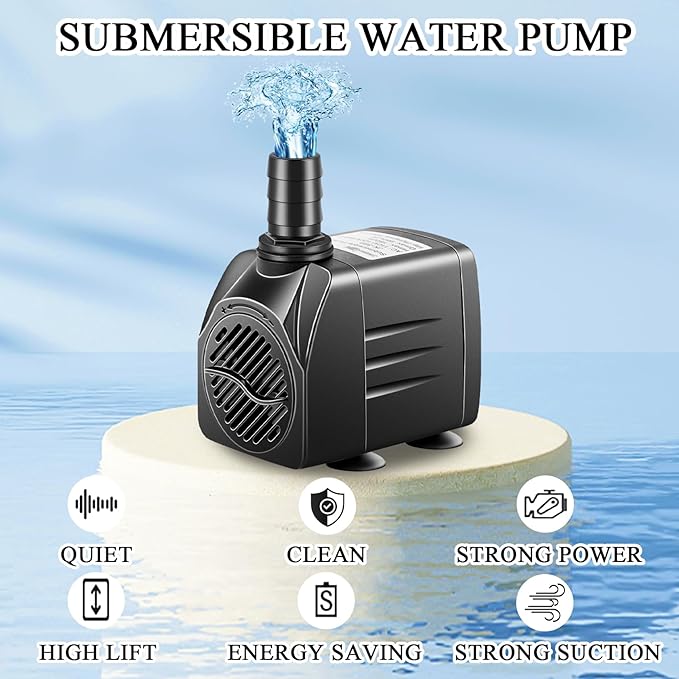 3 Pack Submersible Pump with Led Light, Small Fountain Pump with Tubing, Submersible Water Pump for Aquarium Fish Tank Indoor or Outdoor Pond Fountain Hydroponics Statuary (25W 400GPH) - Bloomnest