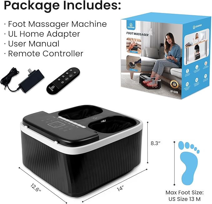 COMFIER Shiatsu Foot Massager with Heat, Foot Massager for Neuropathy Plantar Fasciitis, Feet Massage Machine with Deep Kneading Rolling Compression and Remote Control - Bloomnest