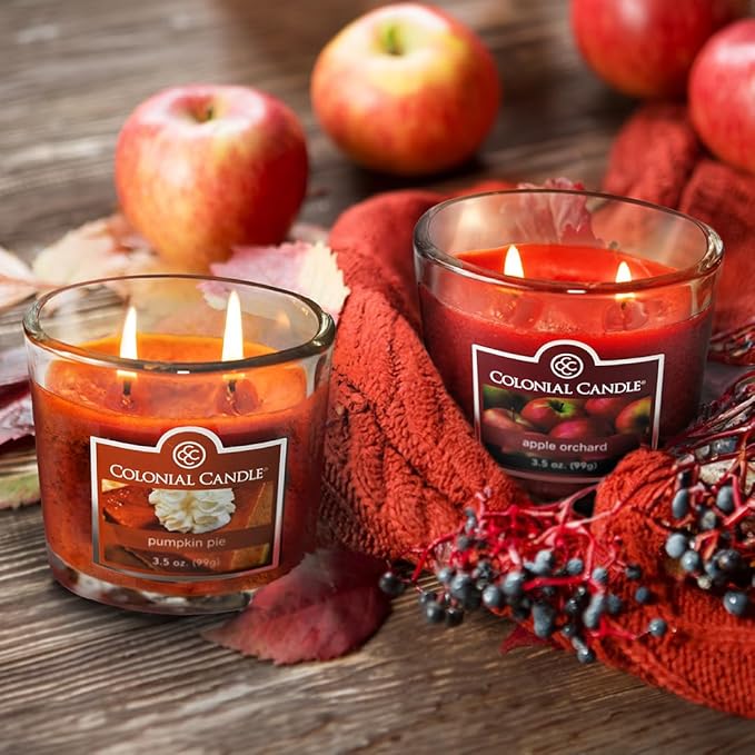 Colonial Candle Apple Orchard Scented Jar Candle, 2 Wick, 3.5 oz, Mottled Wax Candle (Pack of 2) - Bloomnest