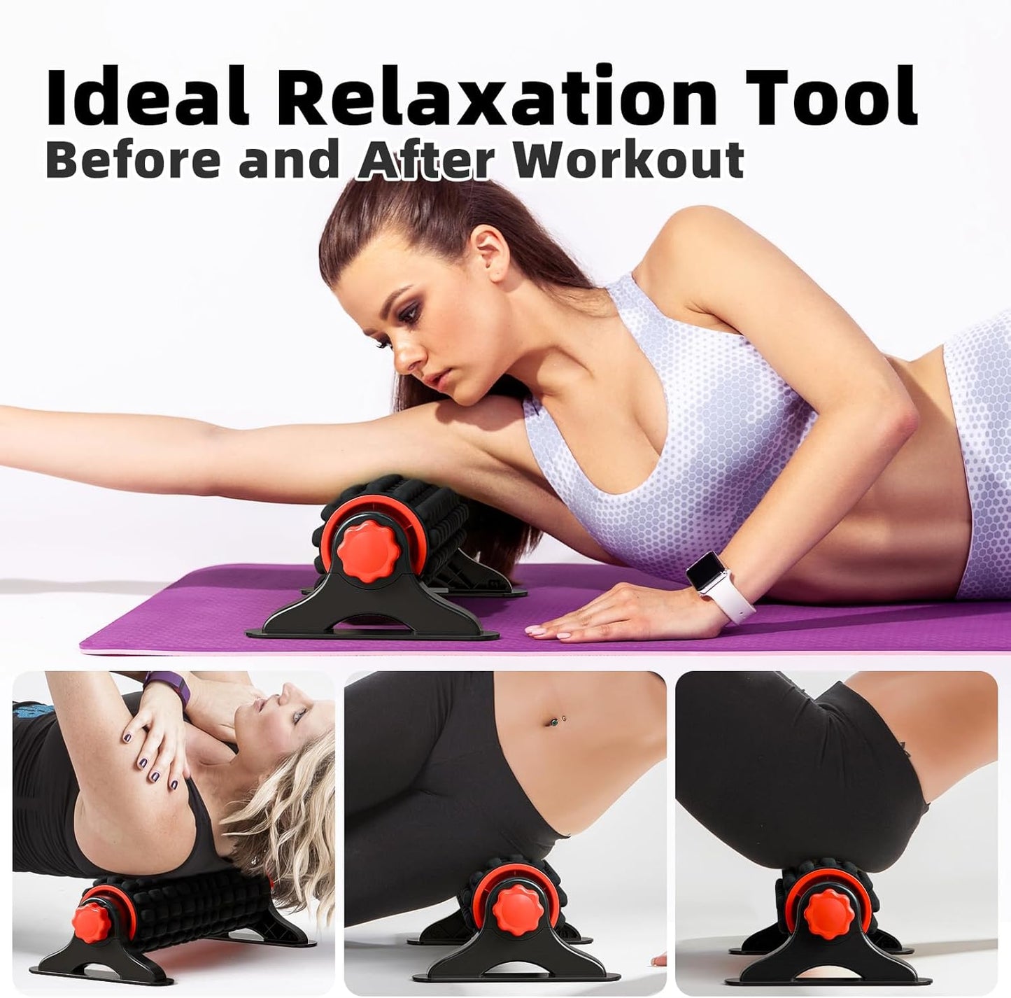 XL IT Band Firm Foam Roller with Resistance Holder - 17 inches - Exercise Roller for IT Band Issues, Deep Tissue Muscle Massage, Muscle and Back Roller for Fitness, Gym Equipment (Black)