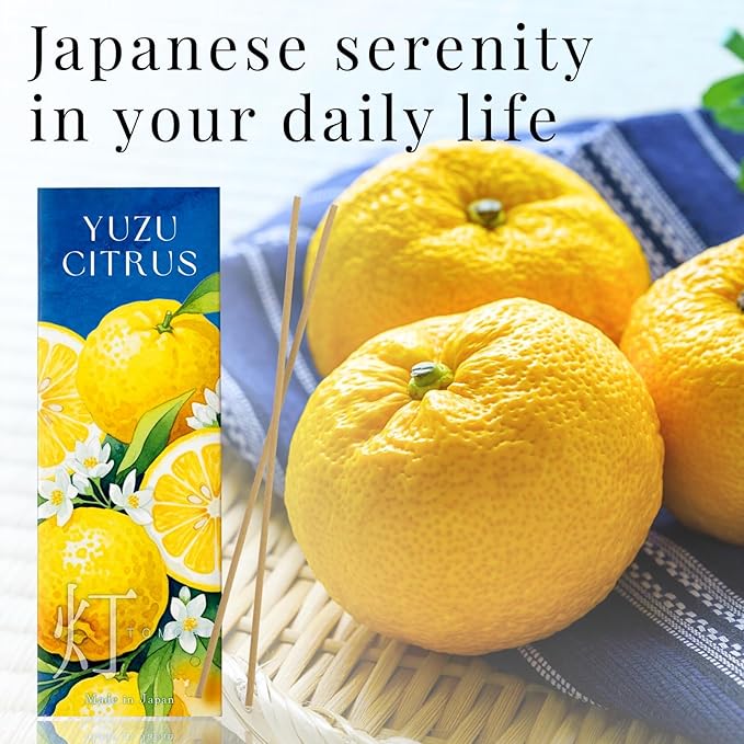 Yuzu Citrus Luxury Japanese Incense Sticks 60sticks Lemon Orange Mndarin Musk Coreless Low Smoke Natural Charcoal Free Non Toxic Aromatherapy Meditation Calming Stress Relief Relaxation Yoga TOMORI VECTillJapan-TOMORIofficial-