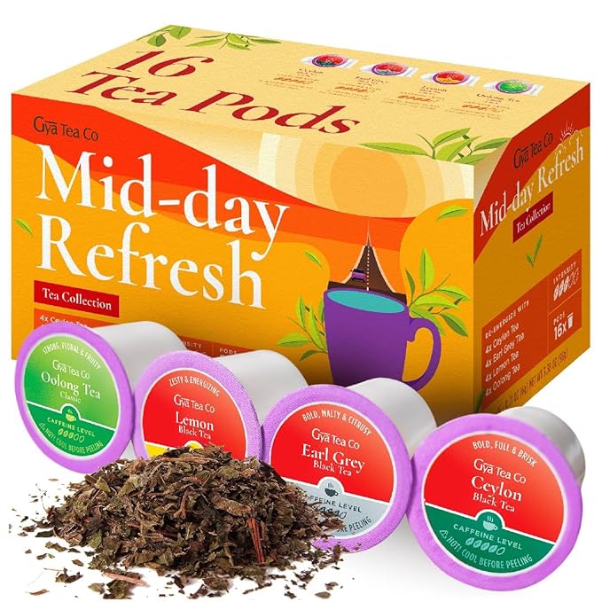 Gya Tea Co Mid-day Refresh Tea Pod Collection Gift Set (16 Count) - Different Flavors Assorted Variety Pack - Bloomnest