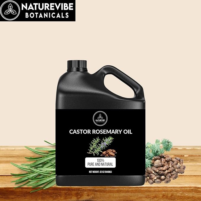 Naturevibe Botanicals Castor Rosemary Oil 32 Ounces | 100% Pure and Natural | Great for Skin Care and Hair Care - Bloomnest